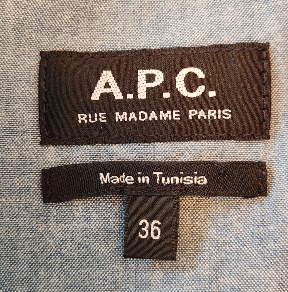 || A.P.C. || Rue Madam Paris Ursula chambrey romper, tie waist, shorts, size 36 - Picture 6 of 8